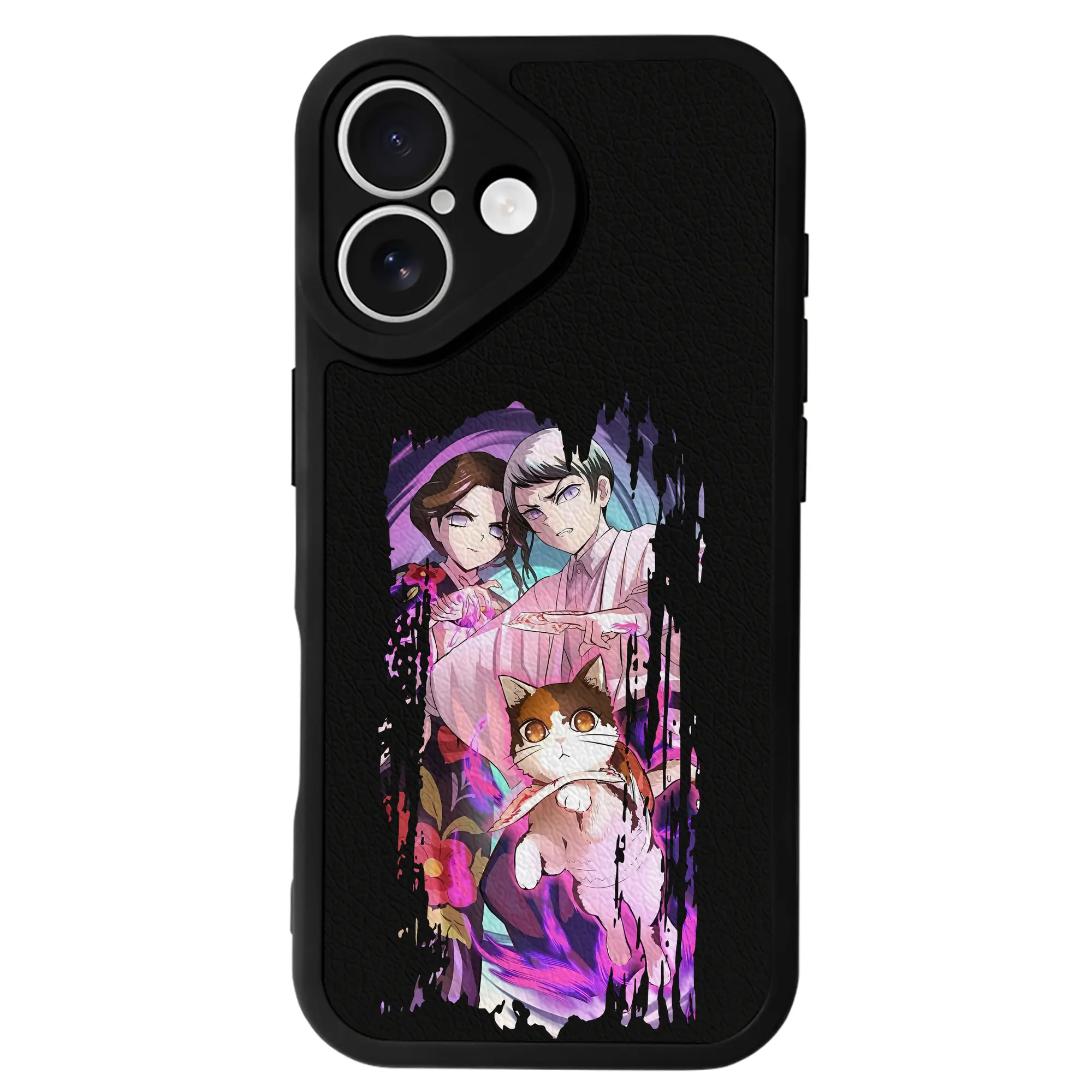 鬼滅の刃 グッズ,愈史郎 - IPhone 16シリーズ対応 ・ シリコンスマホケース ・ レザー調 ・ 高精度フィット ・ 耐衝撃 ・ ワイヤレス充電対応 ・ 精密カット